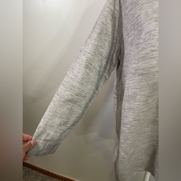 J Jill Womens Med Popover Tunic Shirt Gray Heather L-Sleeve Tencel Linen - Picture 2 of 9